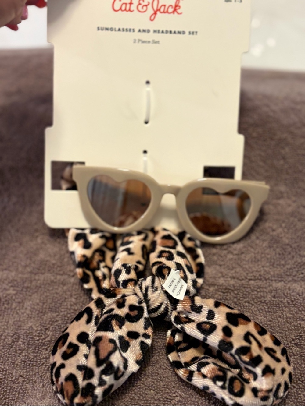 Girl Matching Headband and Sunglasses Leopard NWT